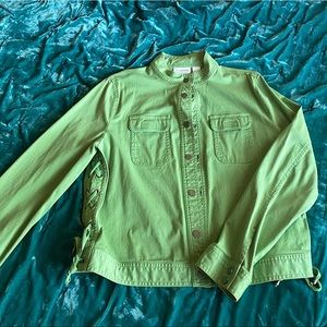 Lime Green Detailed Jean Jacket